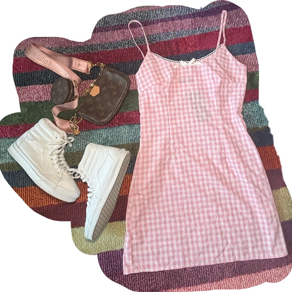 SHEIN Pink Gingham Dress